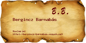 Bergincz Barnabás névjegykártya
